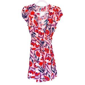 Dainty Hooligan Women’s Multicolor Wrap Short Sleeve Mini Dress Size Small NWT